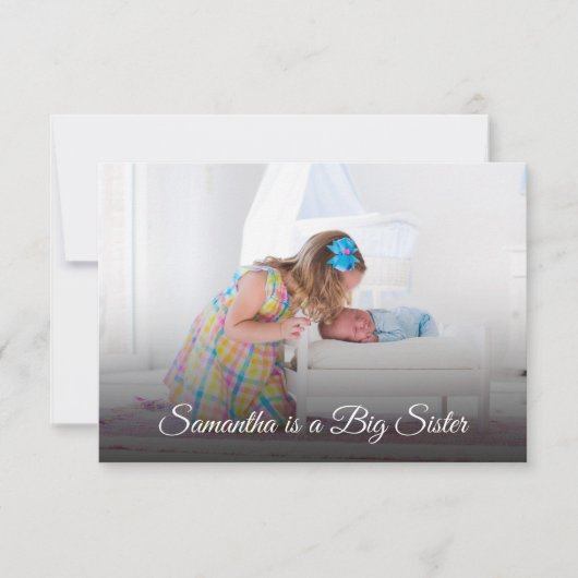 Big Sister New Baby Photo Birth Announding Kaart (Voorkant)