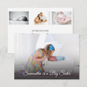 Big Sister New Baby Photo Birth Announding Kaart (Voorkant / Achterkant)
