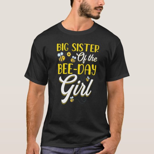 Big Sister Of The Bee Day Girl Family Matching Bir T-shirt (Voorkant)