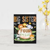 Big Sister Of The Four Ever Wild Safari 4th Birthd Kaart (Gele Bloem)