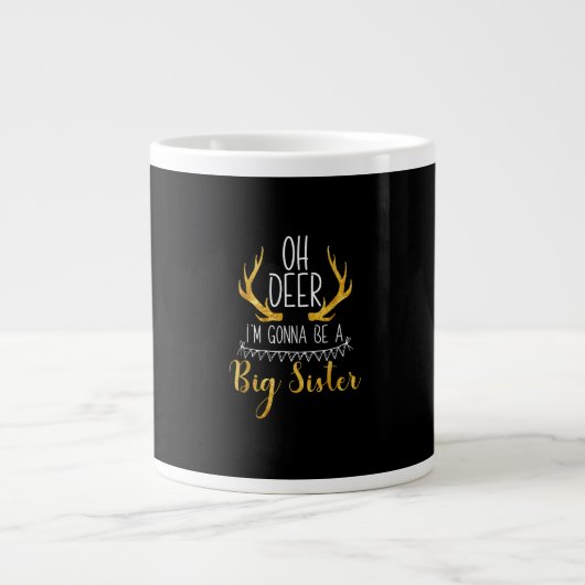 Big Sister Oh Deer Baby Announcement Cute Style  Grote Koffiekop (Voorkant)