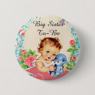 Big Sister om  Baby shower Button te zijn