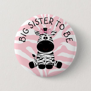 Big Sister om de Baby shower van het Zebra te zijn Ronde Button 5,7 Cm