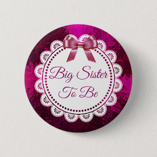 Big Sister om de knop Magenta Bow-Baby shower te g Ronde Button 5,7 Cm
