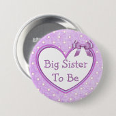 Big Sister om Paarse Baby shower Button te zijn (Voorkant /achterkant)