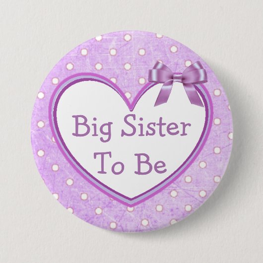 Big Sister om Paarse Baby shower Button te zijn (Voorkant)