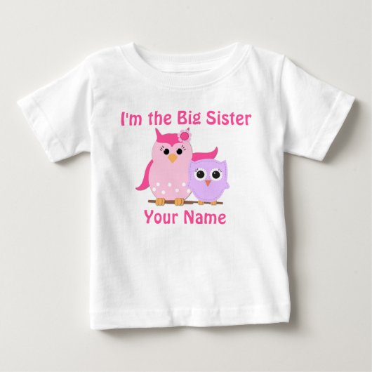 Big Sister Owl gepersonaliseerd T-Shirt (Voorkant)