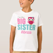 Big Sister Owl Pink Blauwgroen, aangepast shirt (Voorkant)