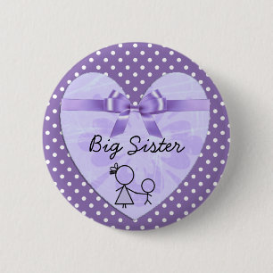 Big Sister Paars en Lavender Polka Dot Button
