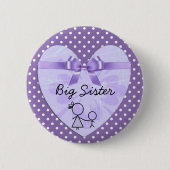 Big Sister Paarse en Lavendel Polka Dot Button (Voorkant)