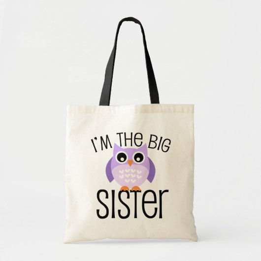 Big Sister Paarse Owl Tote Bag (Voorkant)