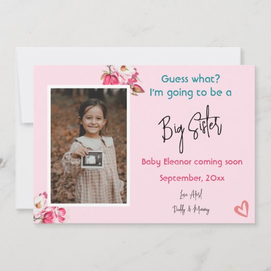 Big Sister Photo zwangerschap aankondiging (Voorkant)
