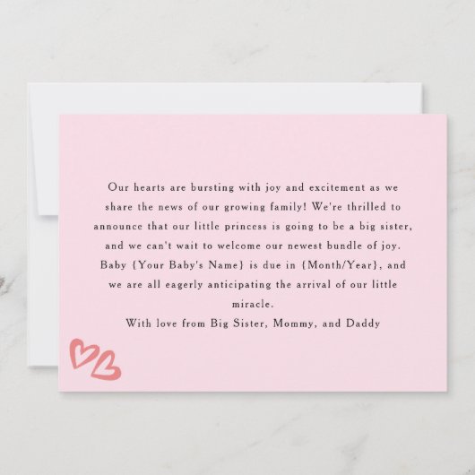 Big Sister Photo zwangerschap aankondiging (Achterkant)