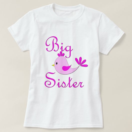 Big Sister Pink Bird T-shirt (Design voorkant)