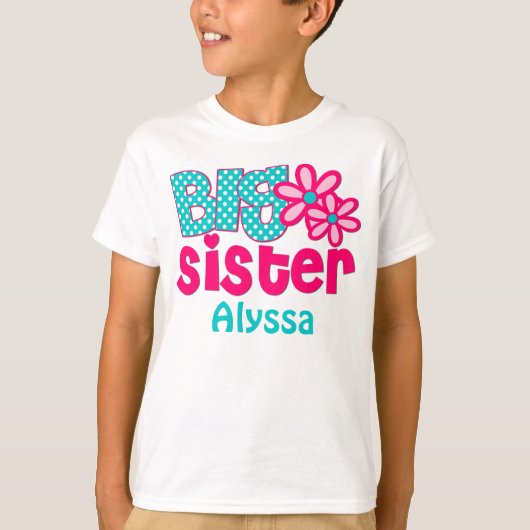 Big Sister Pink Blauwgroen, persoonlijk shirt (Voorkant)