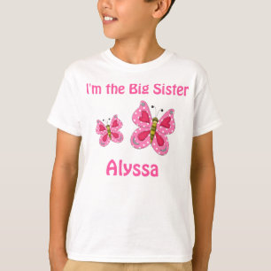 Big Sister Pink Butterfly Aangepast shirt