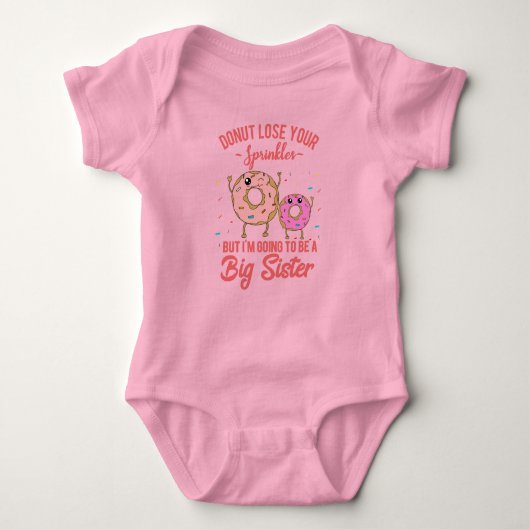 Big Sister Pink Donut Baby kondiging Romper (Voorkant)