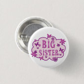 Big Sister Pink Flower Butterfly Button (Voorkant /achterkant)