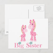 Big Sister Pink Giraffes Briefkaart (Voorkant / Achterkant)