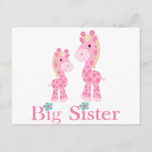 Big Sister Pink Giraffes Briefkaart