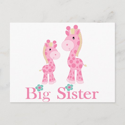 Big Sister Pink Giraffes Briefkaart (Voorkant)