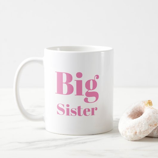 Big Sister Pink letters girl's wit Koffiemok (Met donut)