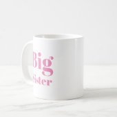 Big Sister Pink letters girl's wit Koffiemok (Voorkant links)