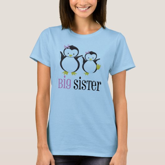 Big Sister Pink Penguin T-shirt (Voorkant)