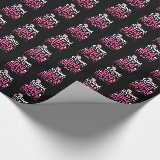 Big Sister Pink Unicorn Hearts Cadeaupapier (Hoek)