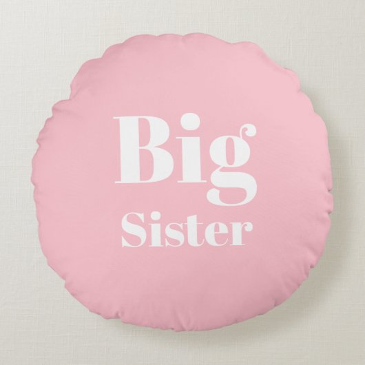 Big Sister Pink, wit meisje Rond Kussen (Voorkant)
