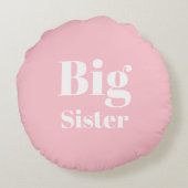 Big Sister Pink, wit meisje Rond Kussen (Achterkant)
