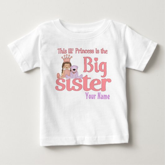 Big Sister Princess gepersonaliseerd T-shirt (Voorkant)