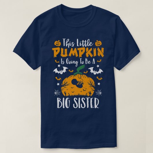 Big Sister Pumpkin Halloween Zwangerschap Announce T-shirt (Design voorkant)