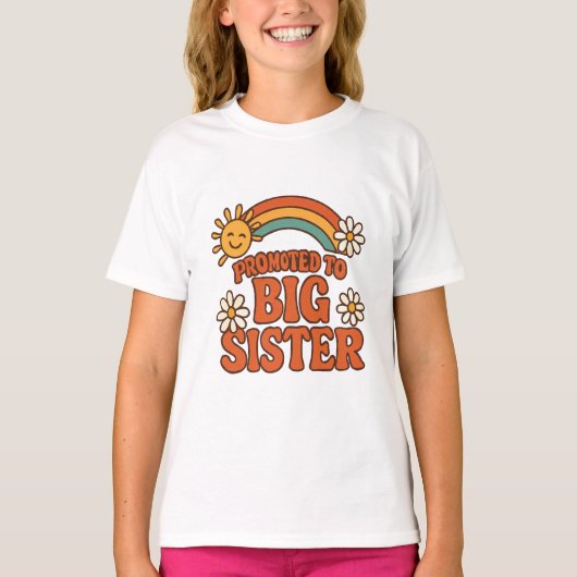 Big Sister Retro New Baby Announcement T-shirt (Voorkant)