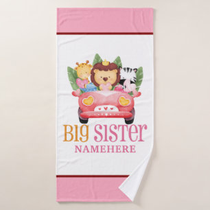 Big Sister Safari Oerwoud Friends Animals op auto Badhanddoek