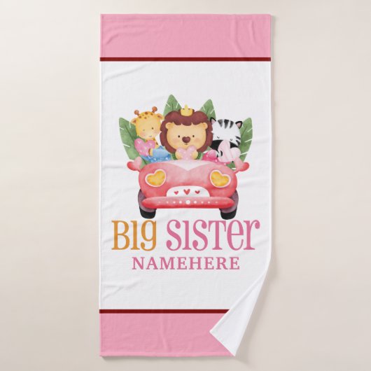 Big Sister Safari Oerwoud Friends Animals op auto Badhanddoek (Badhanddoek)