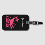 Big Sister Saurus in roze Bagagelabel (Voorkant (horizontaal))