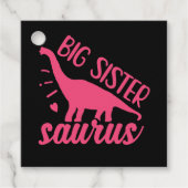 Big Sister Saurus in roze Bedankjes Labels (Voorkant)