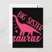 Big Sister Saurus in roze Briefkaart (Voorkant / Achterkant)