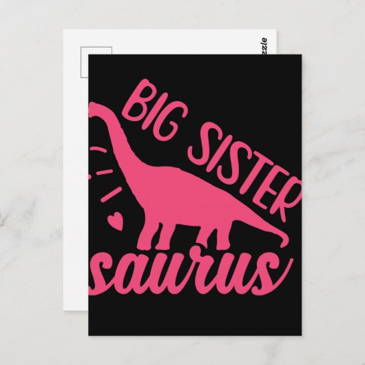Big Sister Saurus in roze Briefkaart (Voorkant / Achterkant)