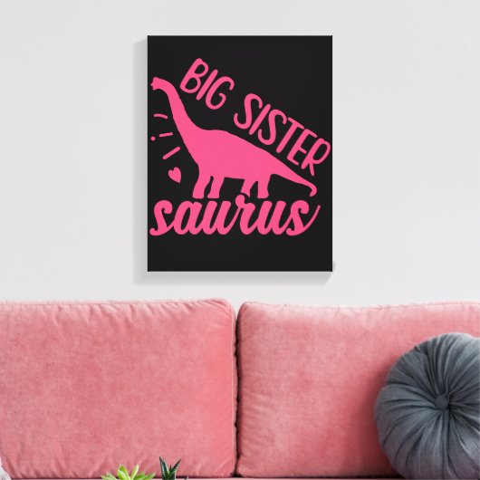 Big Sister Saurus in roze Canvas Afdruk (Insitu (Woonkamer))