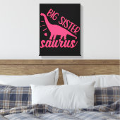 Big Sister Saurus in roze Canvas Afdruk (Insitu (Slaapkamer))