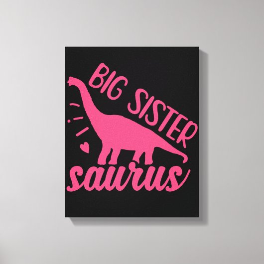 Big Sister Saurus in roze Canvas Afdruk (Voorkant)