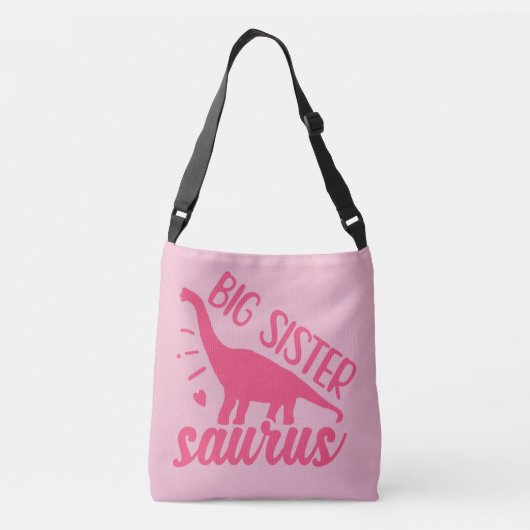 Big Sister Saurus in roze Crossbody Tas (Achterkant)