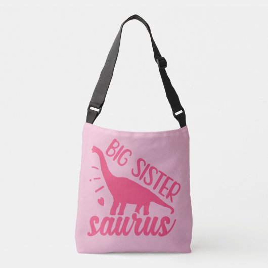 Big Sister Saurus in roze Crossbody Tas (Voorkant)