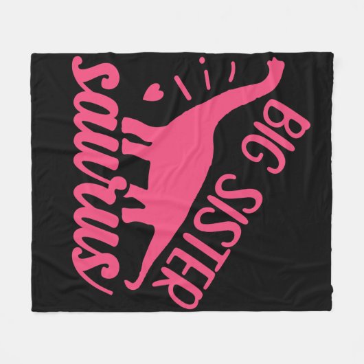 Big Sister Saurus in roze Fleece Deken (Voorkant (Horizontaal))