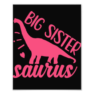 Big Sister Saurus in roze Foto Afdruk