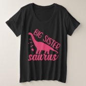 Big Sister Saurus in roze Grote Maat T-shirt (Design voorkant)