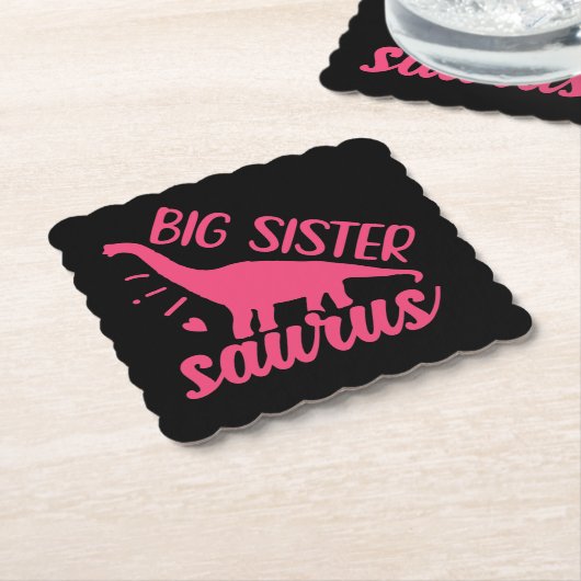 Big Sister Saurus in roze Kartonnen Onderzetters (Gebogen)