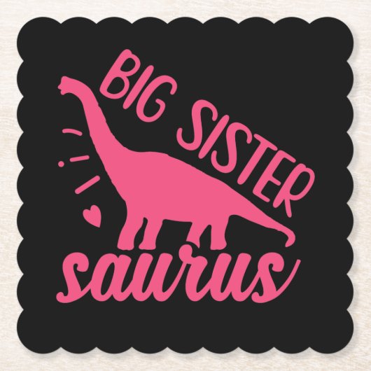 Big Sister Saurus in roze Kartonnen Onderzetters (Voorkant)